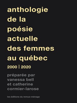cover image of Anthologie de la poésie actuelle des femmes au Québec